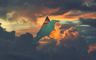 Bird cloud sky triangle object - surrealism free wallpaper