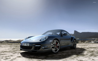 Blue sports car beach mountains - felipe seade free wallpaper