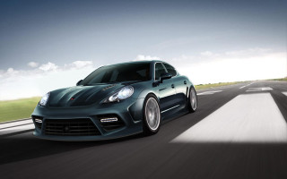 Blue sports car driving road 8 - the road free wallpaper