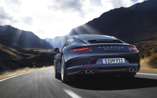 Porsche mountain road sunshine digital - a mountain road free wallpaper