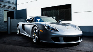Silver sports car open door - a window open free wallpaper