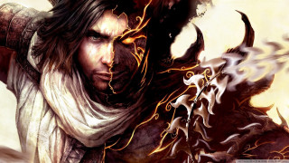 Horned man sword holding image - his hair free wallpaper