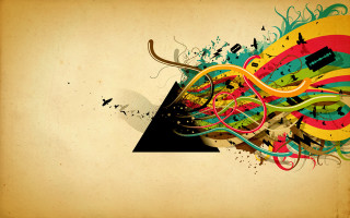 Colorful triangle birds flying beige - a beige background free wallpaper
