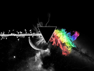 Triangle rainbow birds flying sky - a triangle free wallpaper