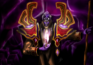 Demon holding staff glowing orb - orb free wallpaper