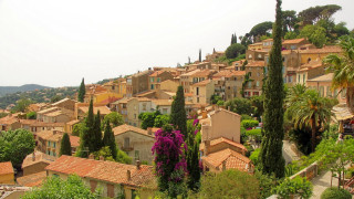 City trees buildings hillside nature - panoramic view free wallpaper