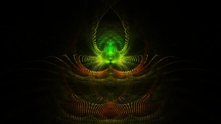 Green red abstract flower psychedelic - abstract design free wallpaper