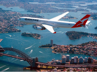 Jetliner city bridge water background - a bridge in the background free wallpaper