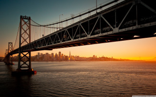 Bridge water city sunset dawn - a bridge over a body of water free wallpaper