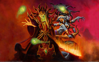 Demon god fighting glowing eyes - altermodern free wallpaper