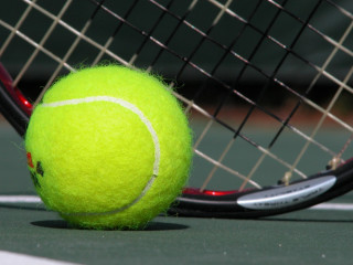 Tennis ball racket court net - a person holding free wallpaper