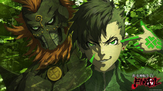 Anime characters green background leaves - a character portrait free wallpaper