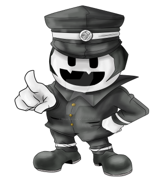 Cartoon police thumbs up dieselpunk - both hand free wallpaper