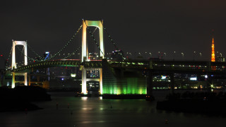 Bridge lit night city background - dave arredondo free wallpaper