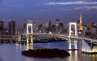 Bridge river city night lights 35 - a bridge over a river free wallpaper