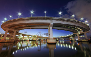 Bridge night lights cityscape star - almada negreiro free wallpaper