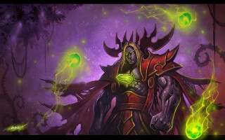 Demon green eye purple background - a painting of a demon free wallpaper
