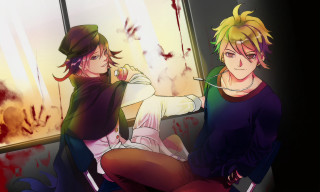 Anime characters blood splatter violent - concept art free wallpaper