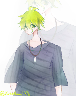 Man green hair necklace shirt - half body free wallpaper
