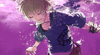 Man blue shirt underwater purple - vivid free wallpaper