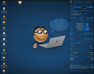 Cartoon character laptop blue background - purism free wallpaper