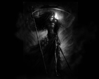 Woman long black dress holding - death free wallpaper