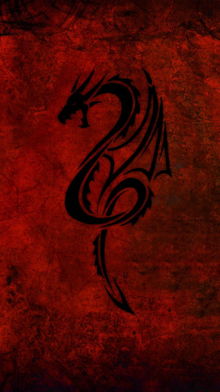 Black dragon red background outline - dragon art free wallpaper