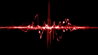 Red sound wave hologram glowing - a red light in the middle of the image free wallpaper