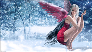 Woman wings snow cellphone digital - a digital painting of a woman free wallpaper