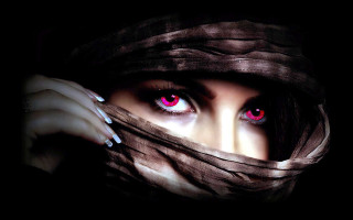 Woman red eyes scarf black 2 - red eye free wallpaper