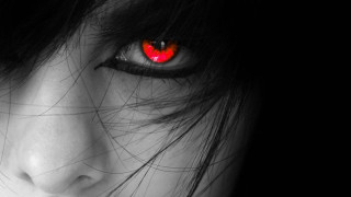 Woman red eyes black background - red eye free wallpaper