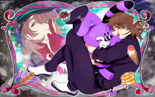 Anime couple hugging fireworks stars - a picture frame free wallpaper