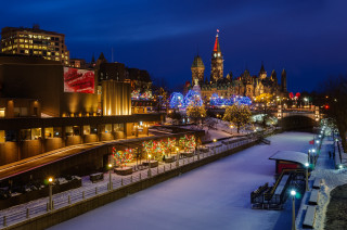 City street night snow lights - bruce munro free wallpaper