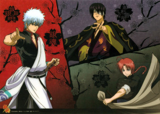 Anime characters red background black 5 - a poster free wallpaper