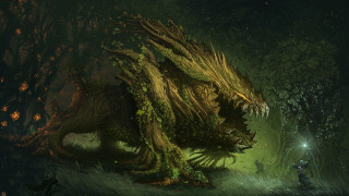 Long neck creature woods man - a creature free wallpaper