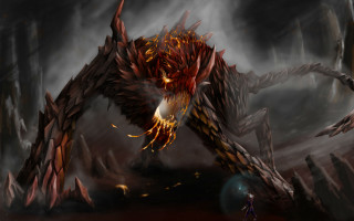 Demonic creature with a huge 2 - spooky free wallpaper