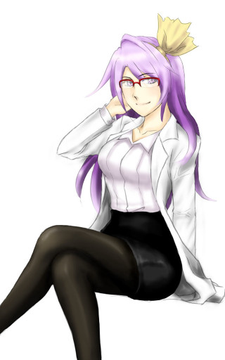 Purple hair glasses sitting labcoat - purple free wallpaper