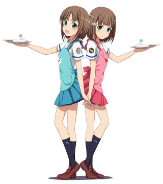 Girls holding plates with food - one holding free wallpaper