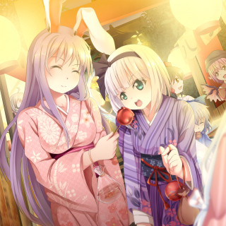 Two women kimonos red balls - two woman free wallpaper