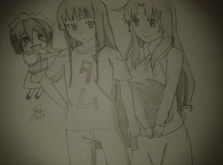 Three people guns standing together - a drawing free wallpaper