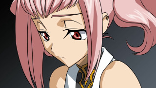 Pink hair red eyes girl - her neck free wallpaper