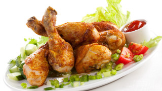 Chicken plate vegetables ketchup white - professional free wallpaper