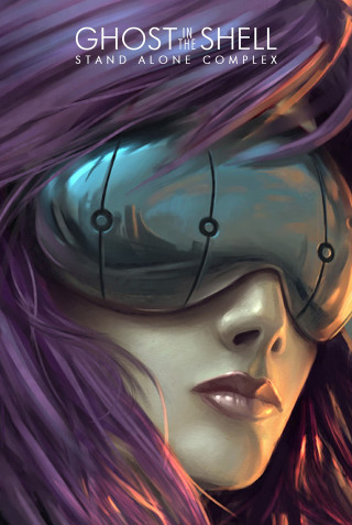 Woman purple hair mask face - digital painting free wallpaper