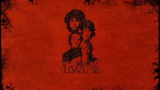 Red background the doors band - the center of the picture free wallpaper