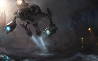 Robot flying light head arm - its arm free wallpaper