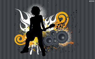 Woman guitar speakers striped grungy - striped free wallpaper