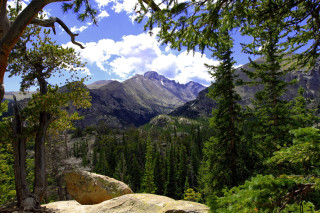 Mountain range rocky outcrop trees - a rocky outcropping free wallpaper