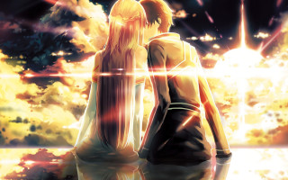 Two people bench clouds stars - a bench in front free wallpaper
