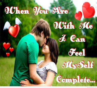 Couple kissing field hearts words 2 - romantic free wallpaper