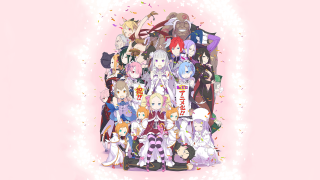 Anime characters pink background confetti - confetti free wallpaper